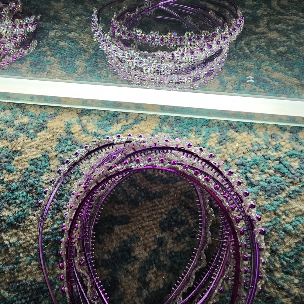 7 Pink Glitter Headbands